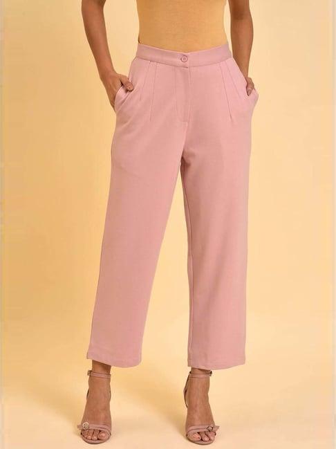 w pink high rise trousers