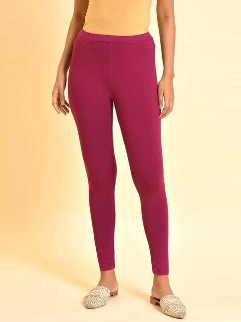 w pink plain leggings
