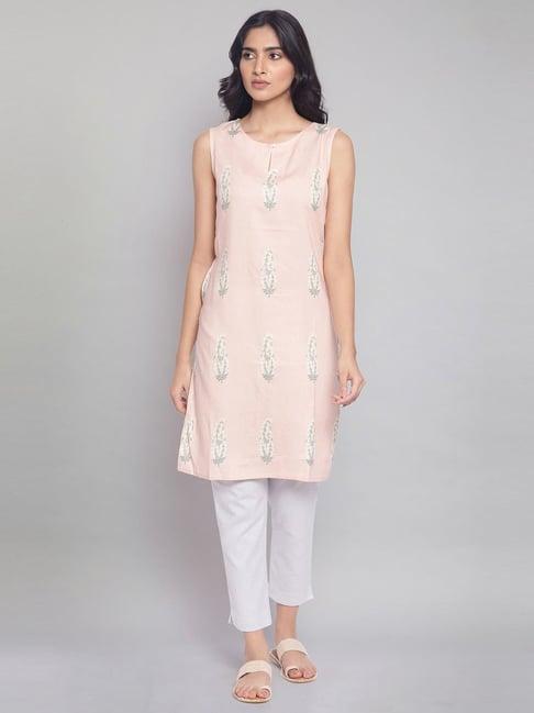 w pink printed kurta