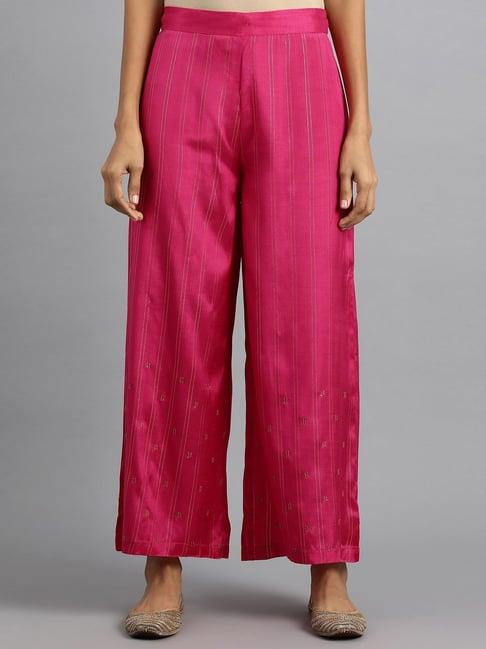 w pink striped palazzos