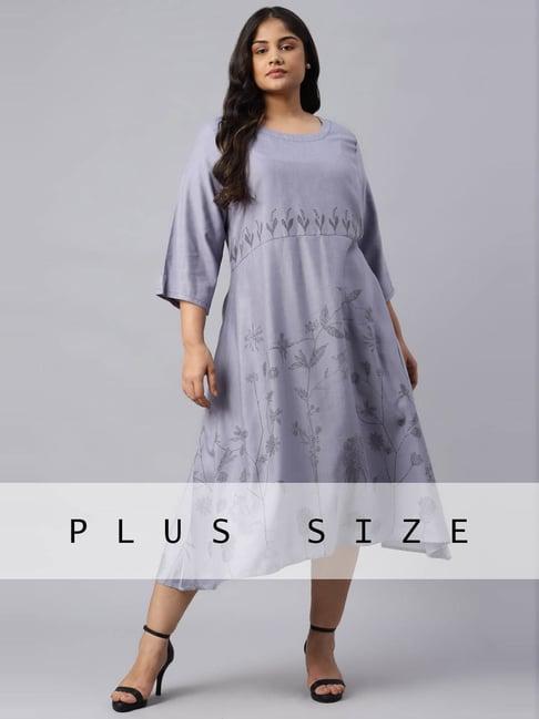 w powder blue floral print a-line dress