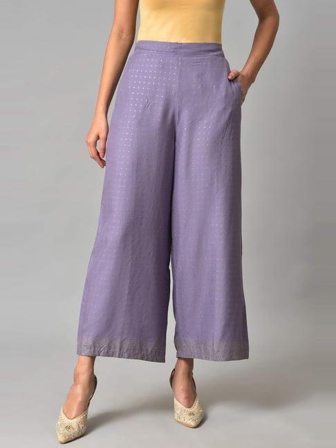 w purple embroidered palazzos