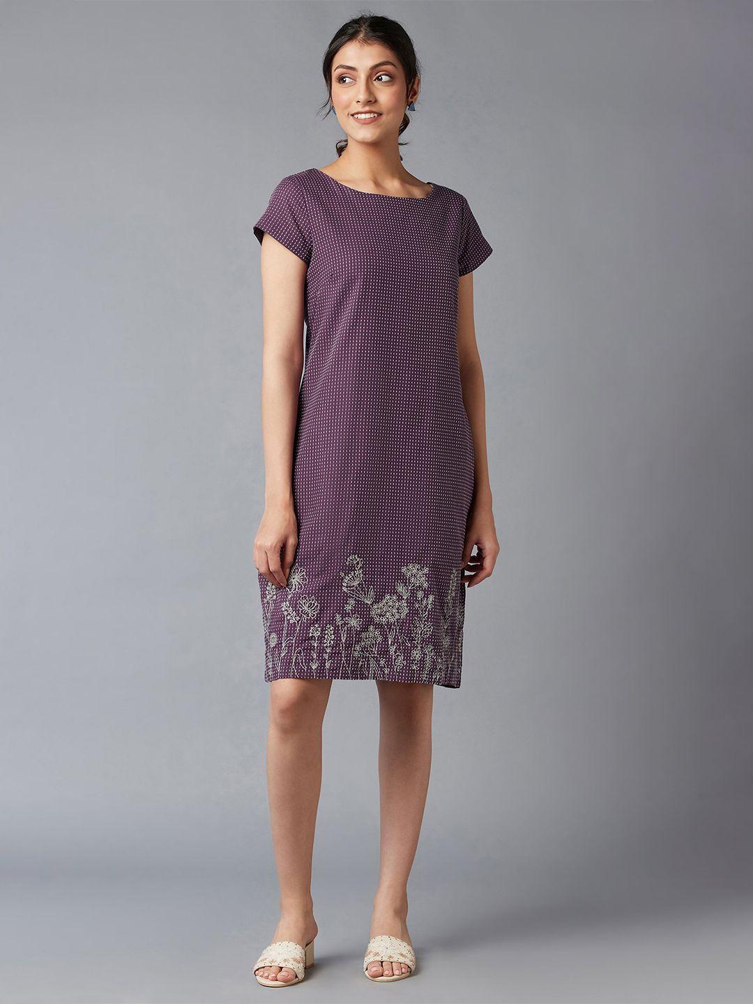 w purple floral a-line dress