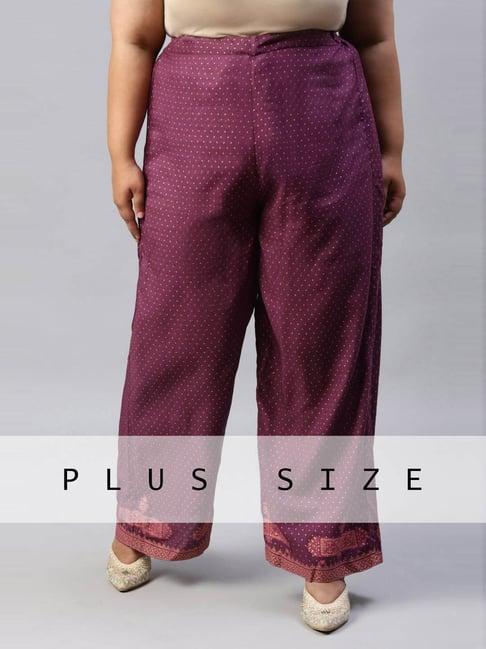 w purple printed palazzos