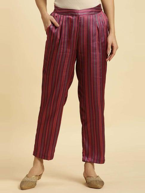 w purple striped straight pants