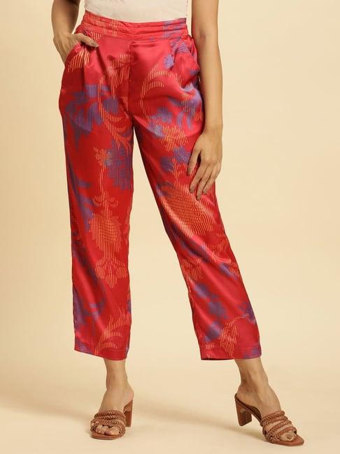 w red floral print pants