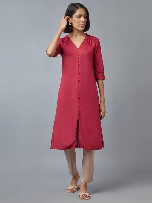 w red straight kurta