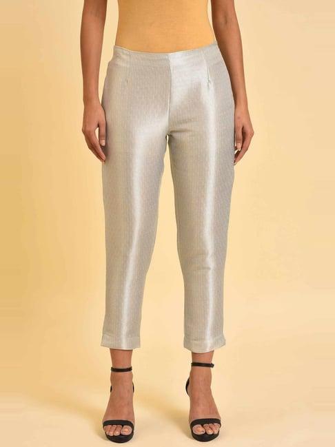 w silver embroidered slim pants