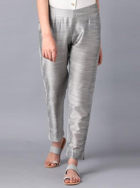 w silver regular fit pants