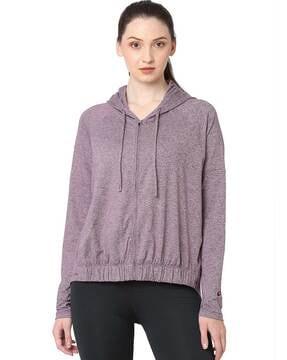 w soft stretch knit full zip hoodie