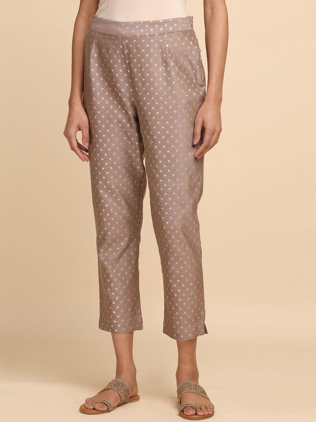 w the folksong collection - women light grey jacquard slim pants