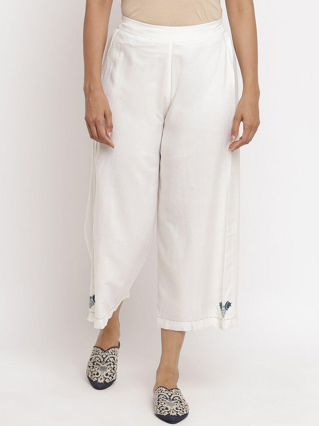 w the folksong collection women cream-coloured culottes trousers