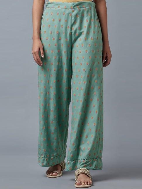w turquoise printed pants