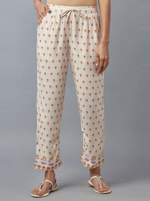 w white floral print pants