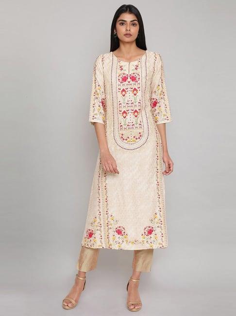 w white printed a line kurta