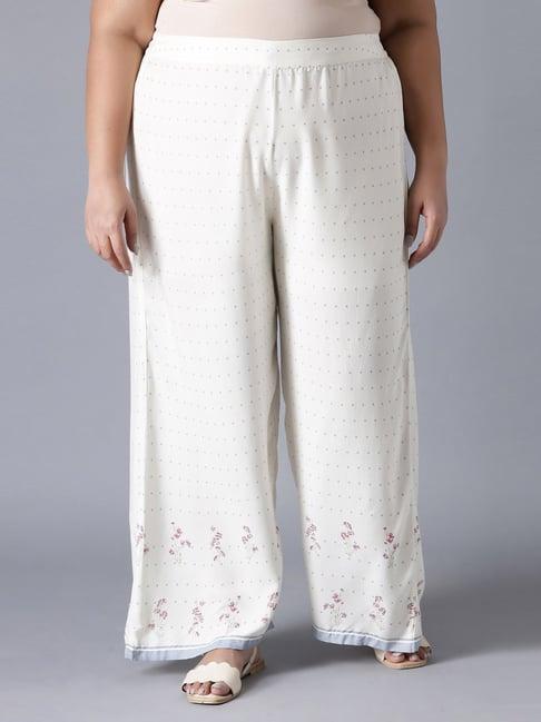 w white printed palazzos