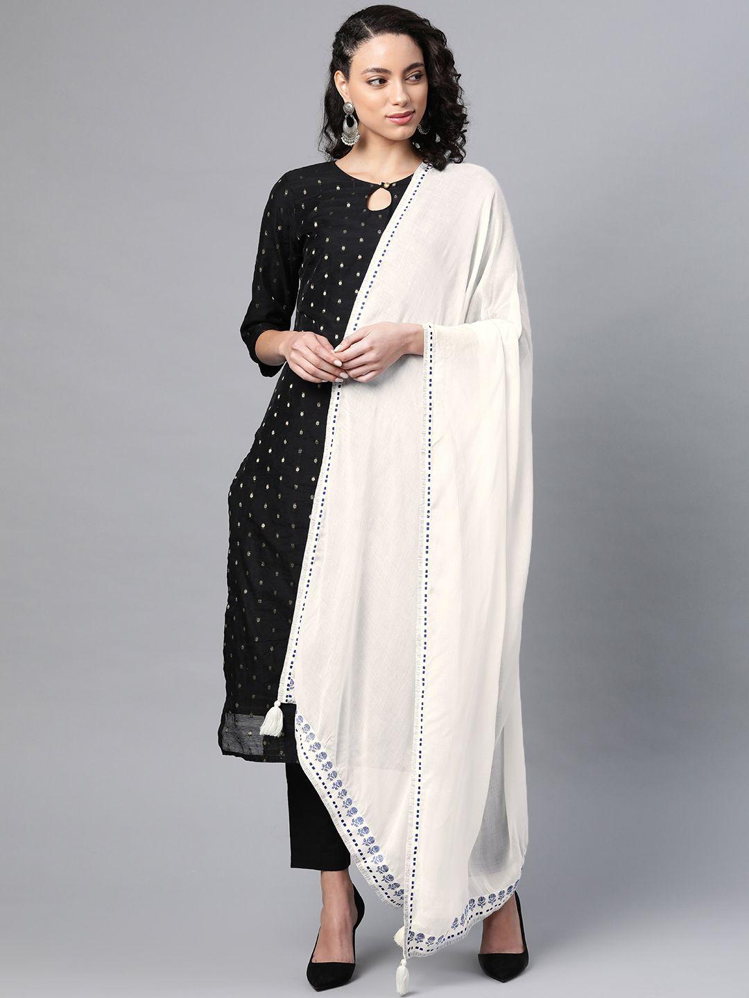 w white solid dupatta