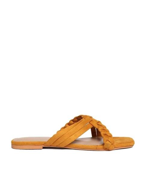 w women's mustard cross strap sandals