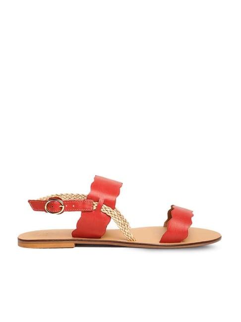 w women's red back strap sandals