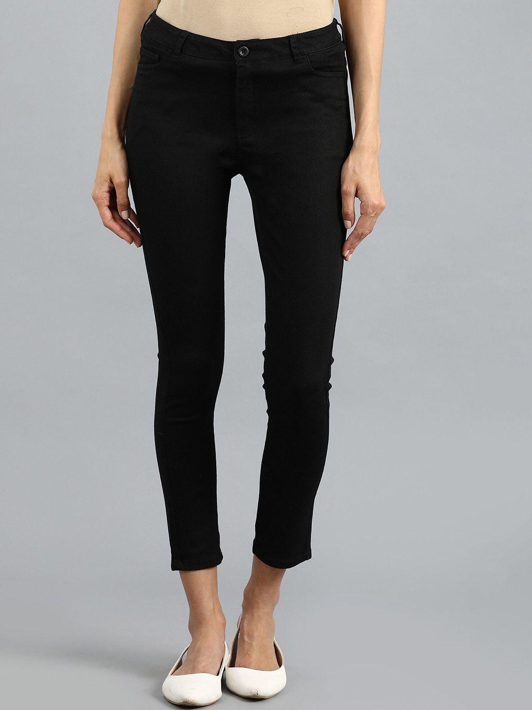 w women black slim fit cropped  jeans