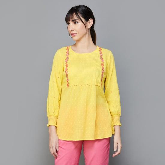 w women embroidered a-line top