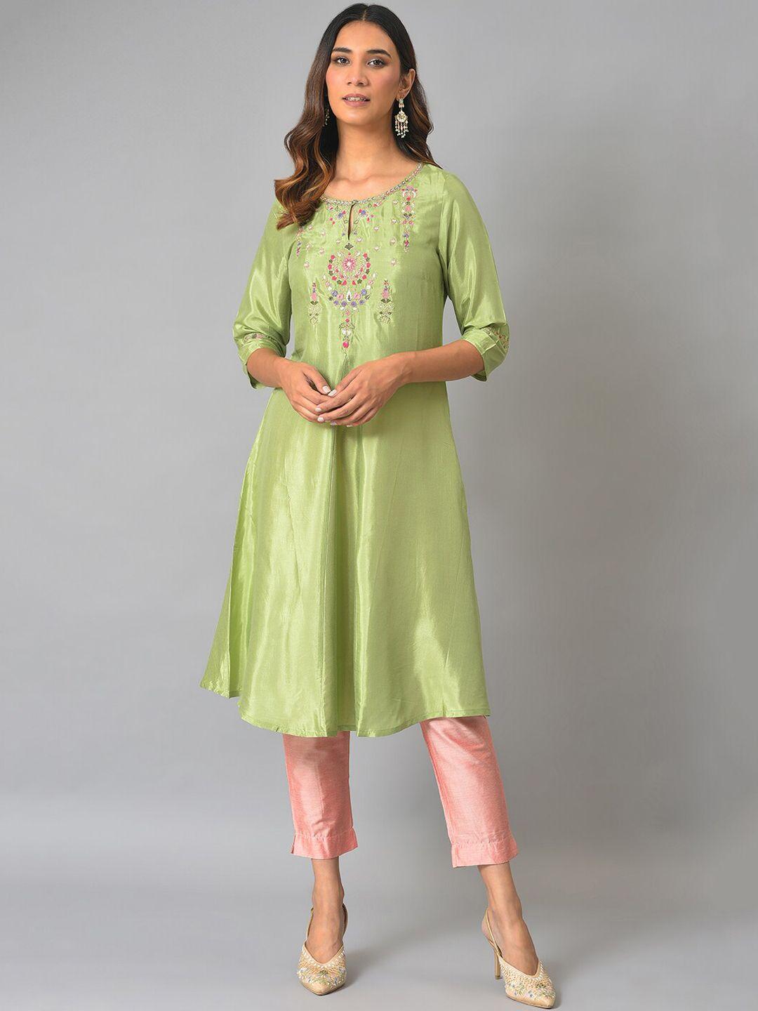 w women embroidered keyhole neck thread work kurta