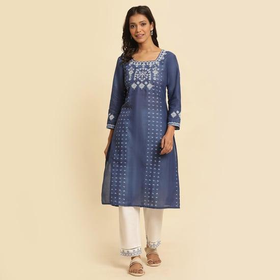 w women embroidered straight kurta