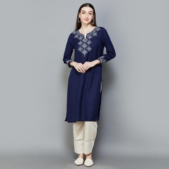 w women embroidered straight kurta