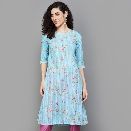 w women floral print straight kurta