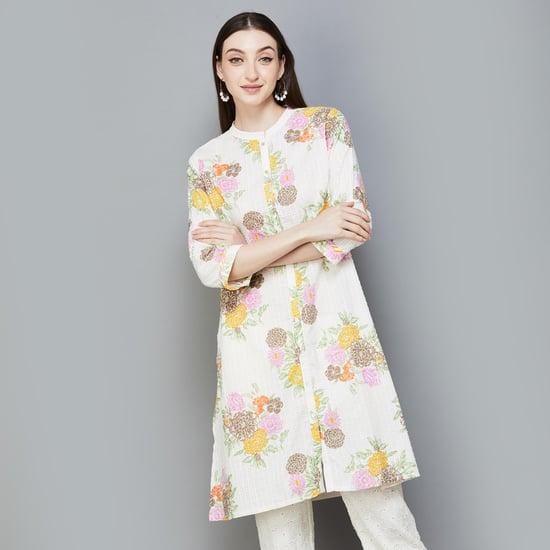 w women floral printed a-line kurta