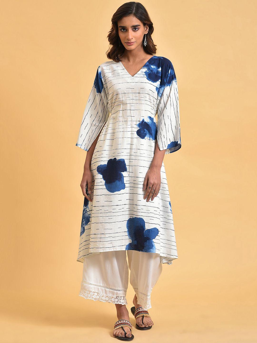 w women floral printed slit sleeves a-line kurta