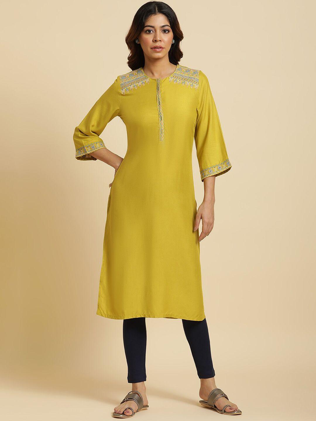 w women green gotta patti kurta