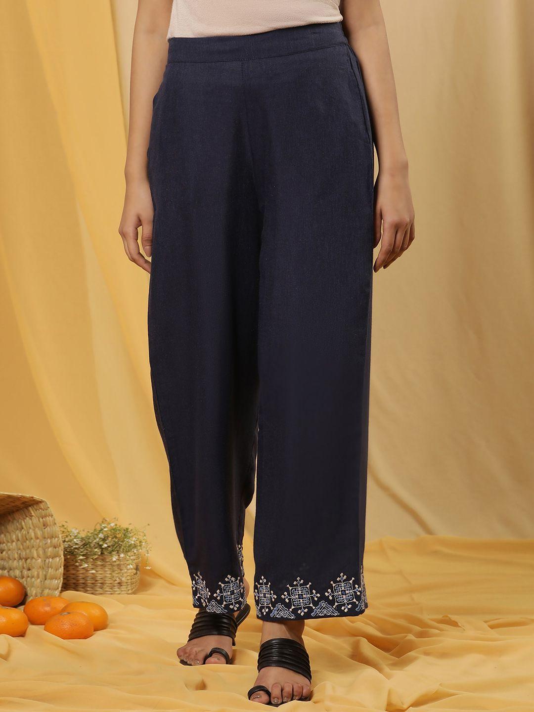 w women mid-rise parallel ethnic trousers