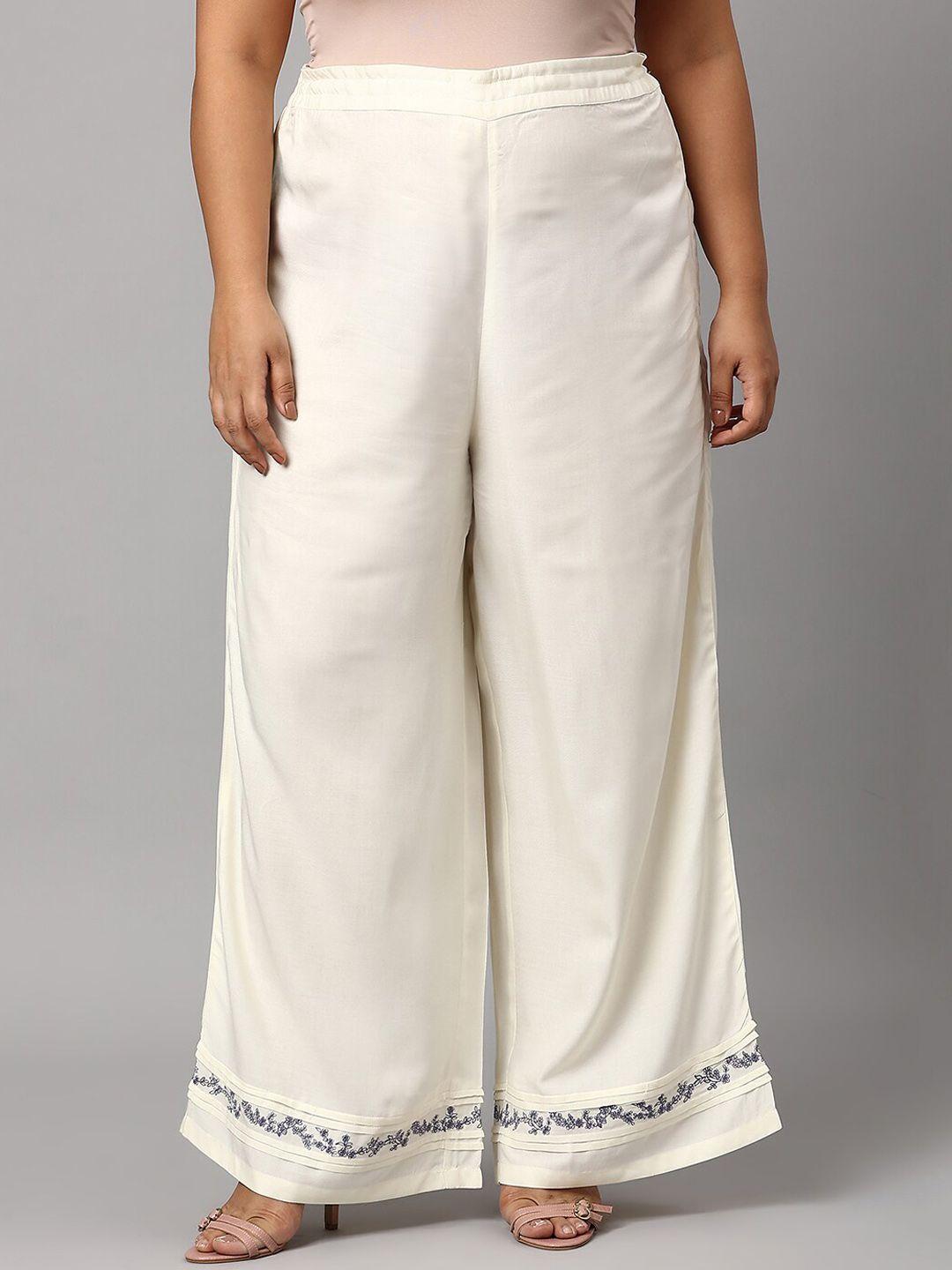 w women off white ethnic palazzos