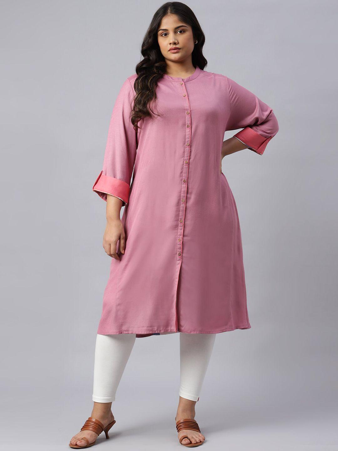 w women pink asymmetric kurta