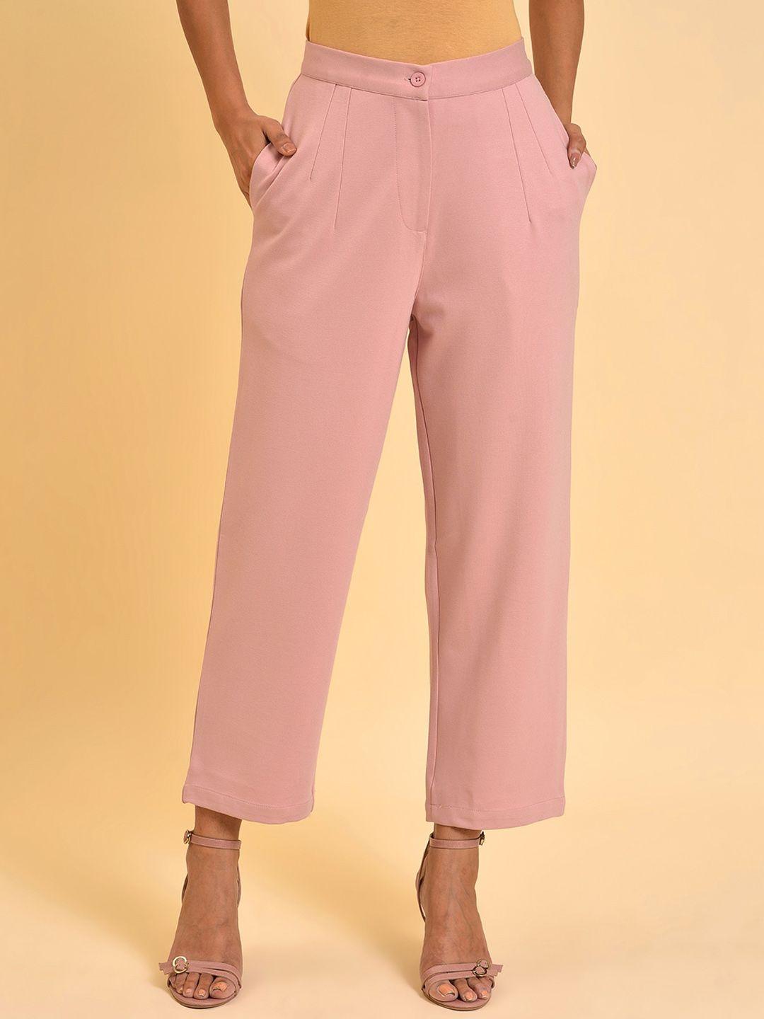 w women pink pleated culottes trousers