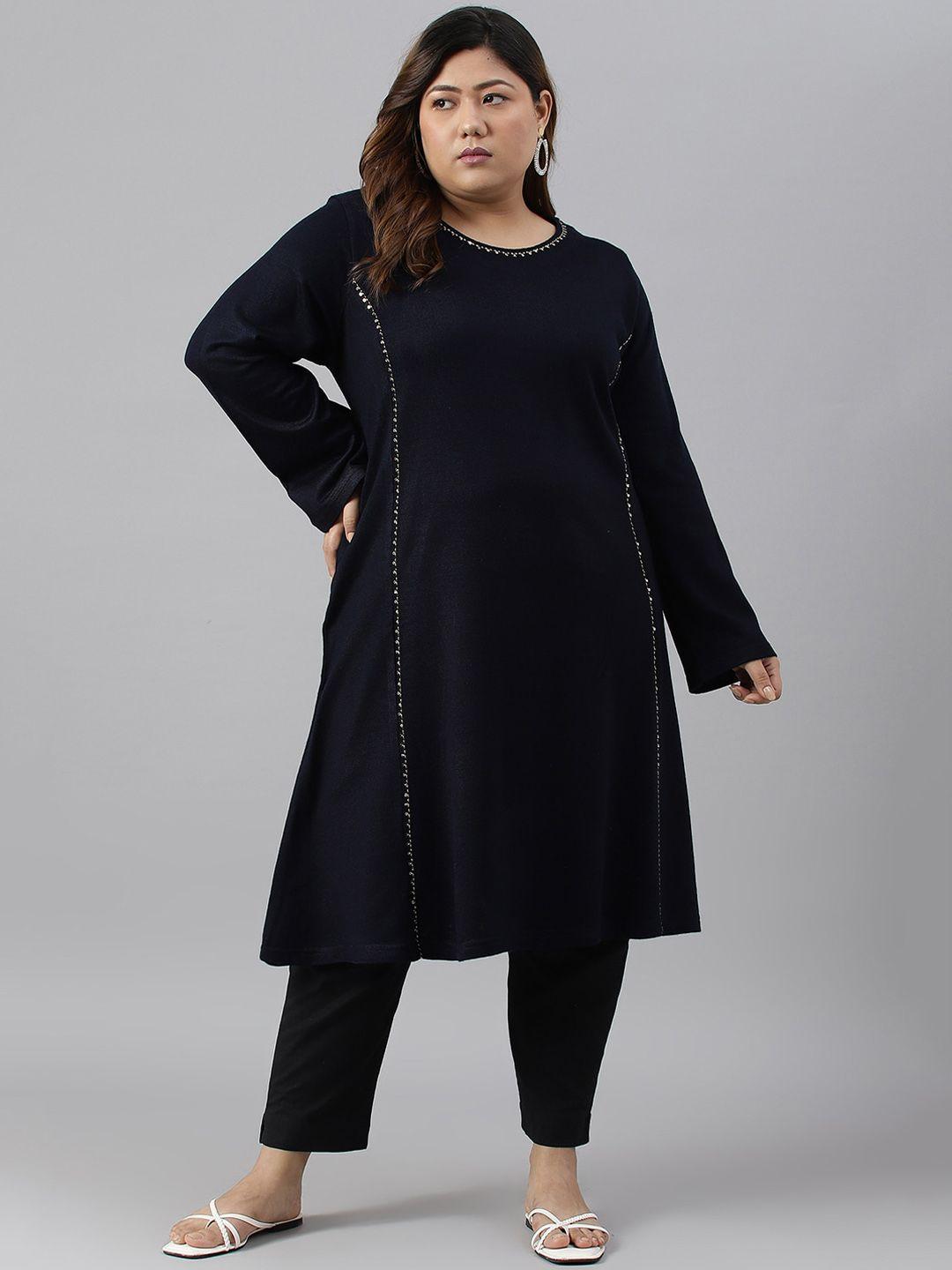 w women plus size indigo acrylic kurta