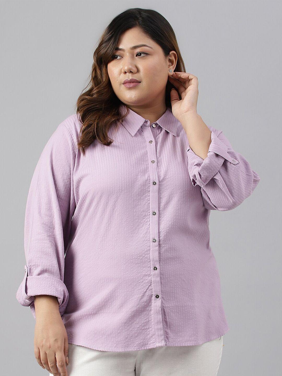 w women plus size striped cotton casual shirt