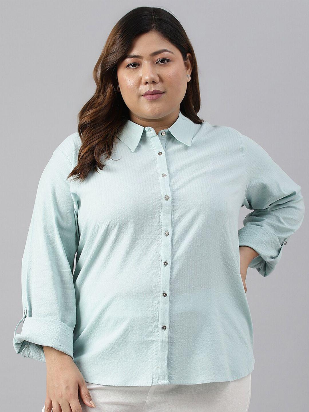 w women plus size striped cotton casual shirt