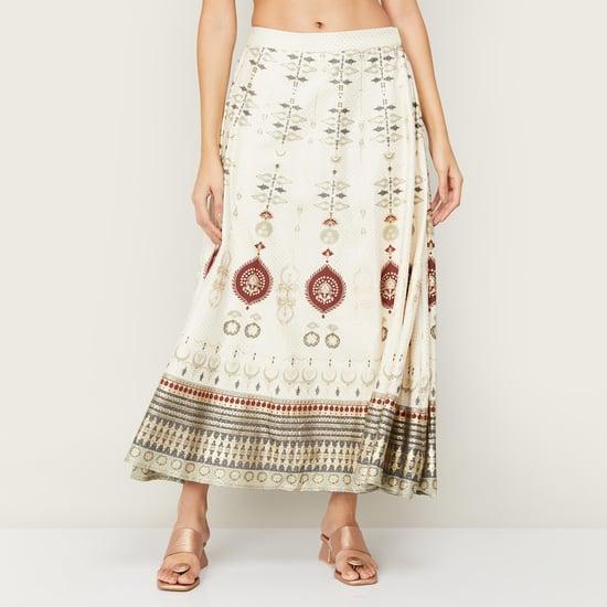w women printed a-line ethnic skirt