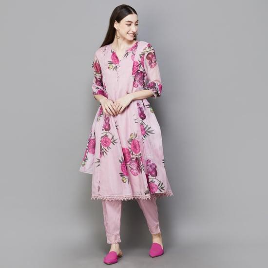 w women printed a-line kurta set