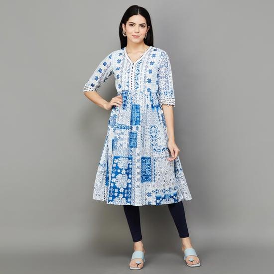 w women printed a-line kurta