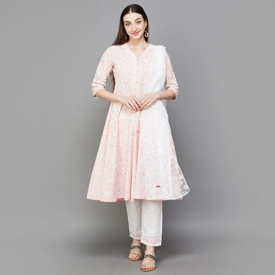 w women printed anarkali kurta set