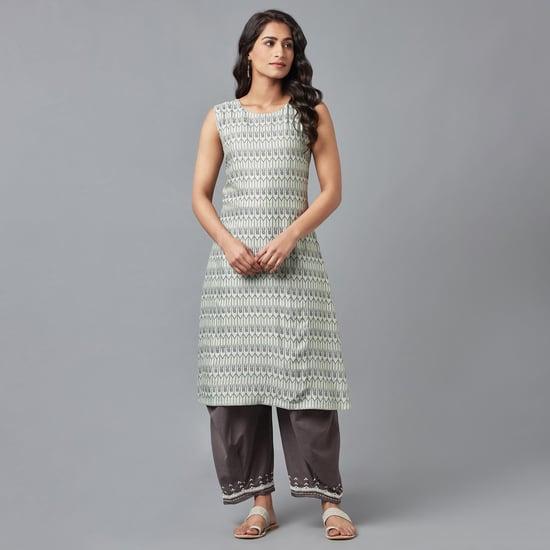 w women printed sleeveless a-line kurta