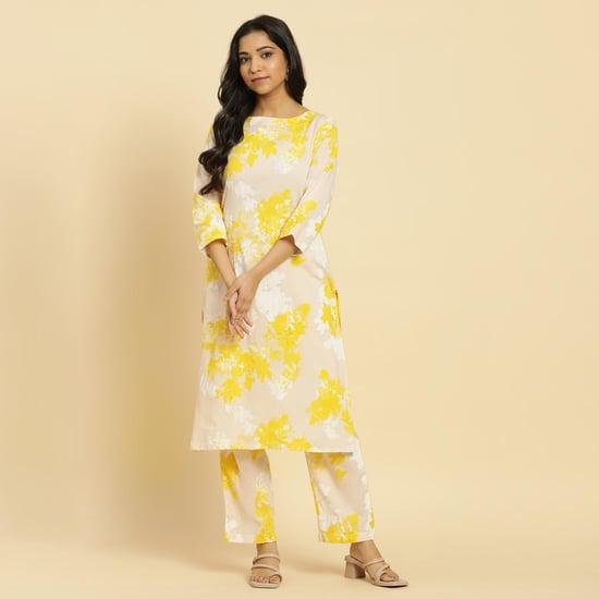 w women printed straight kurta set