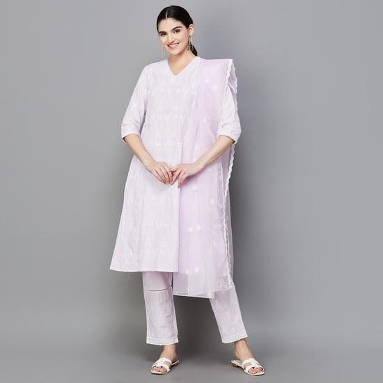 w women printed straight kurta set