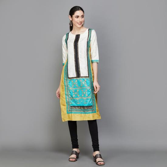 w women printed straight kurta