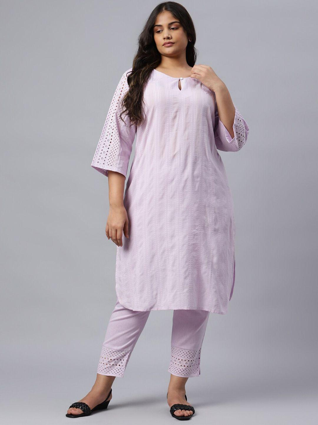 w women purple kurta with trousers