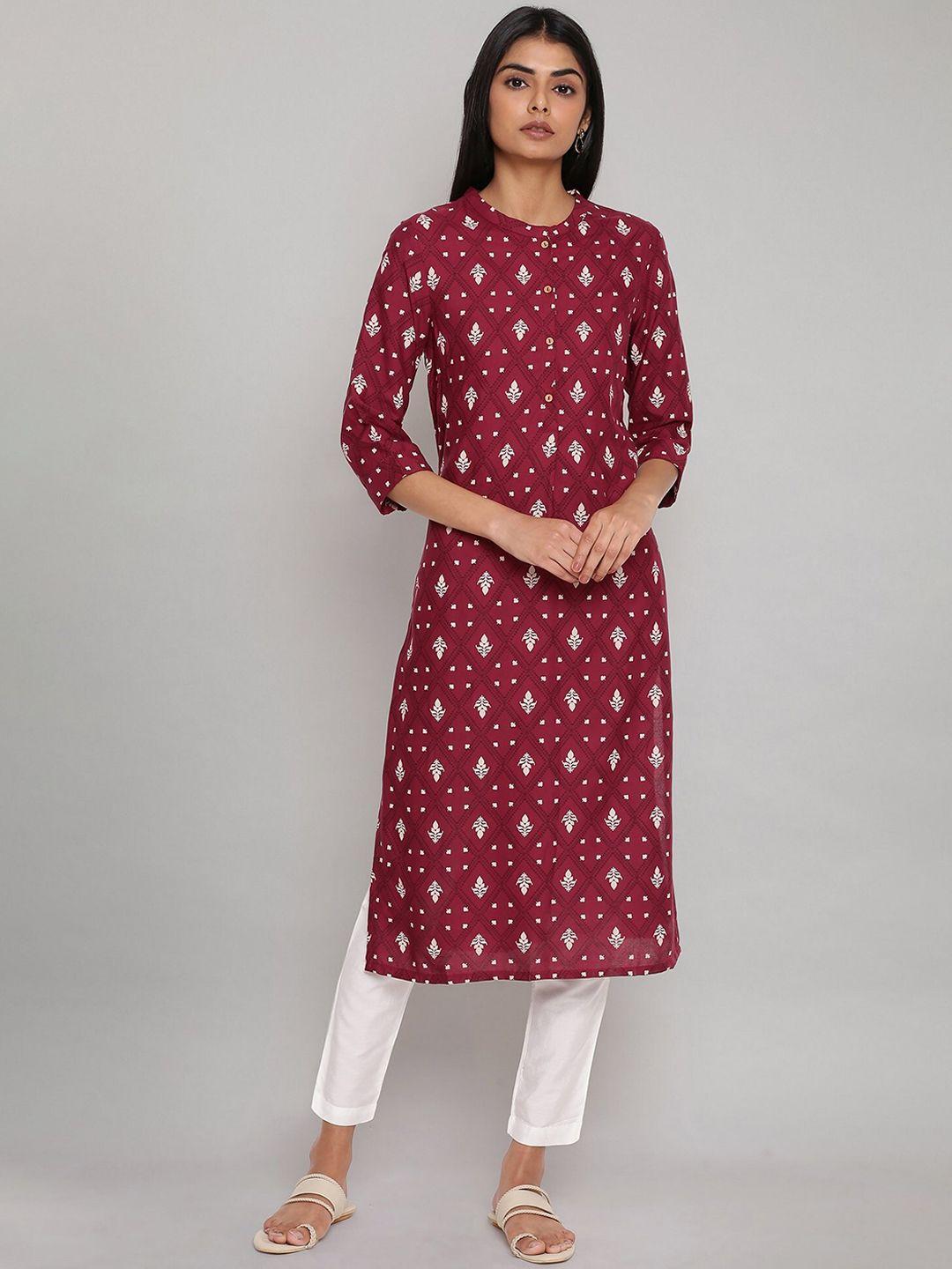 w women red printed kurta