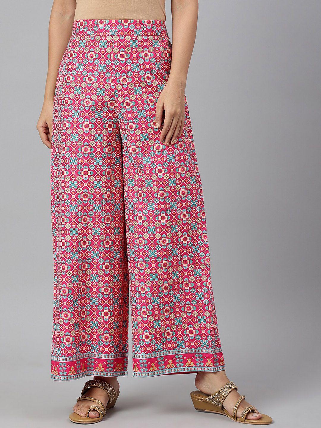 w women rose floral printed trousers